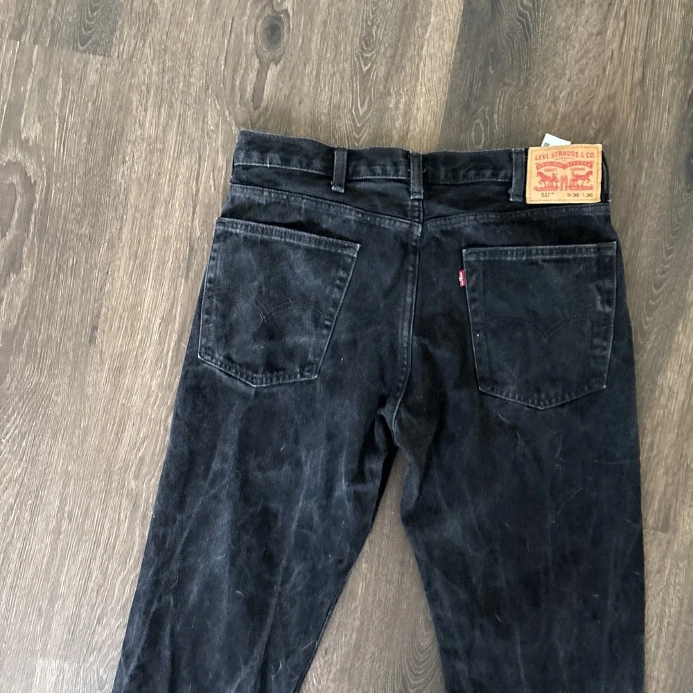 Levi's Mens 36x36 Black 517 Bootcut Jeans Faded Denim Western Cowboy Biker